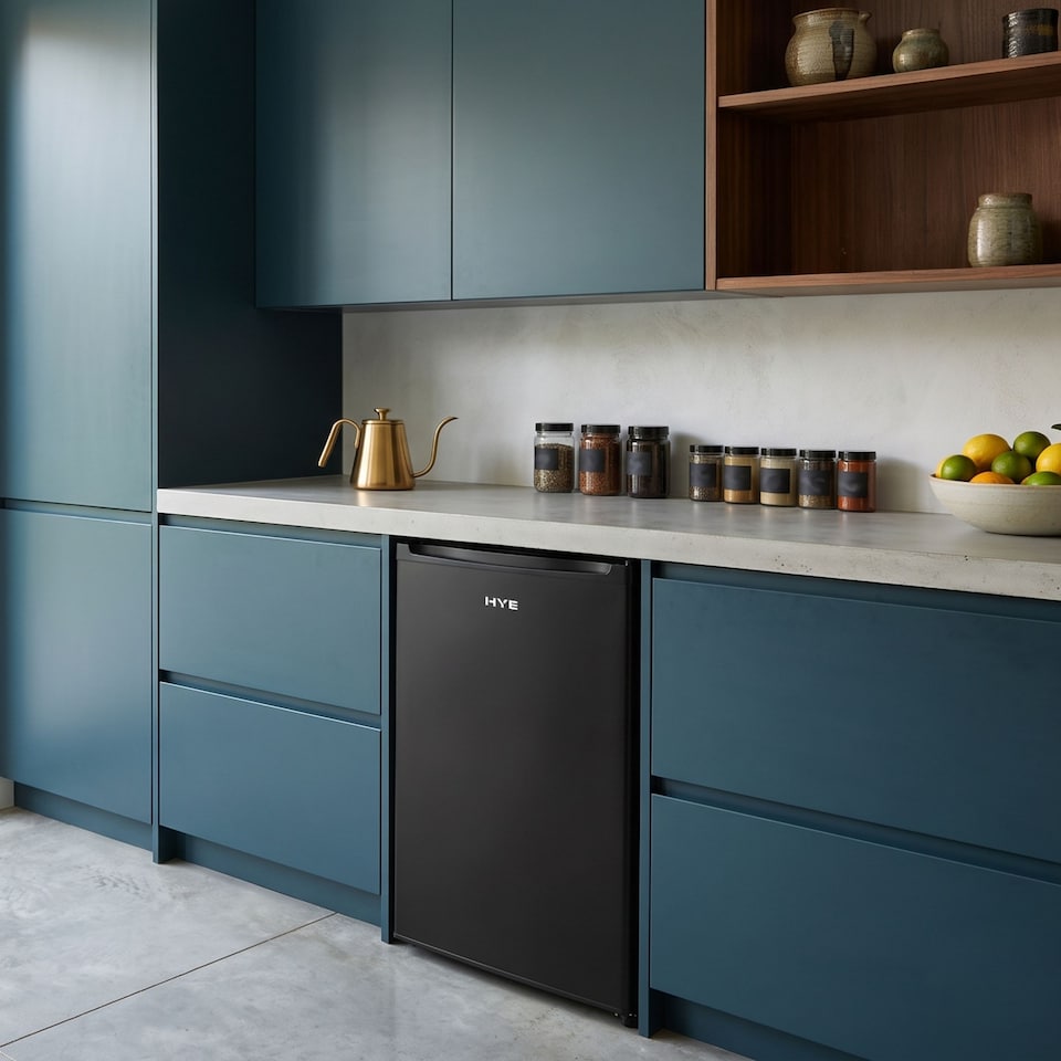 image 1 of HYE Under Counter Fridge 48cm Freestanding Larder 90 Litre - Black RF01UCF88B01