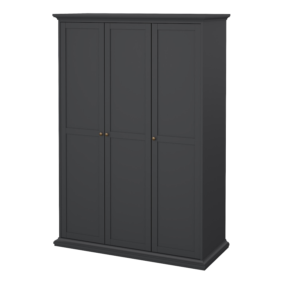 image 1 of Paris Wardrobe with 3 Doors in Matt Grey