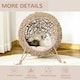 image 3 of PawHut Wicker Cat House, Ball-Shaped Rattan Raised Cat Bed - Natural Wood Finish