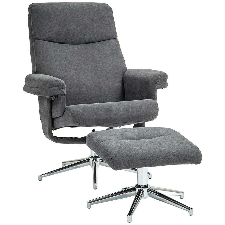 image 1 of HOMCOM Recliner Chair with Footstool with Adjustable Back Grey Grey