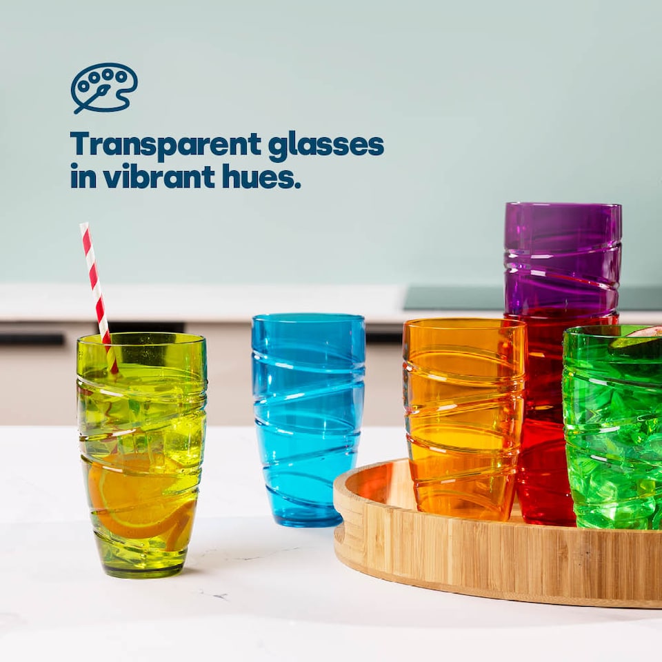 image 1 of Swirl Multicolour Plastic Tumbler Set of 6