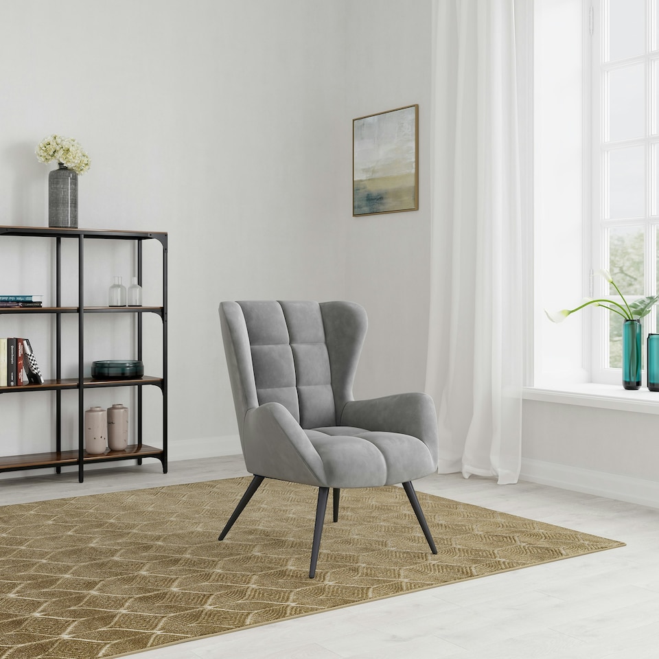 image 1 of Dalton Accent Chair in Velvet Grey | Grey | Grey | One Size
