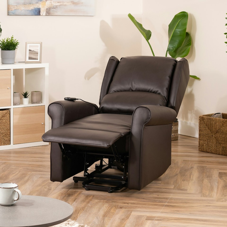 image 1 of Corcoran Electric Riser Recliner with Massage and Heat - Brown