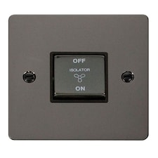 SE HOME Flat Plate Black Nickel 10A 1 Gang Ingot 3 Pole Fan Isolation Switch - Black Trim - SE Home Black | Nickel
