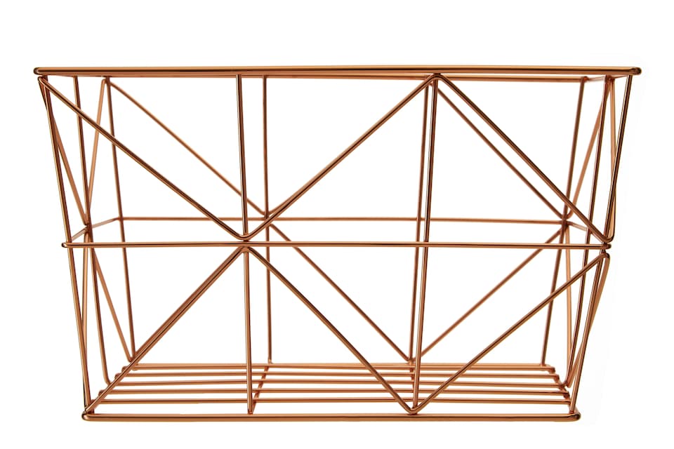 image 1 of Stylish Copper Finish Tapered Wire Basket, Functional Wireframe Basket For Kitchen, High Quality Basket | Gold