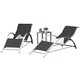 image 7 of Outsunny 3 Pieces Sun Lounger Chair Set, Metal Frame Outdoor Garden Recliner Chairs with Glass-Top Side Table and Armrests for Patio, Black