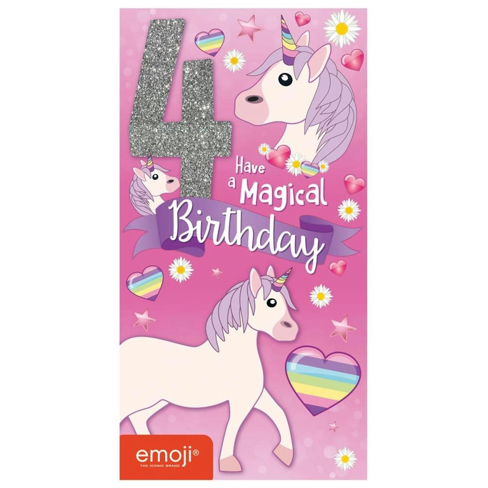 Emoji Have A Fabulous Unicorn 4th Birthday Greetings Card - Multicoloured - One Size