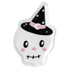 Skull Shaped Halloween Paper Plates 27cm - Pack of 6 White