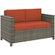 image 1 of Outsunny Rattan Sofa, 2 Seater Garden Furniture with Soft Padded Cushion and Armrests, Wicker Garden Loveseat for Patio, Grey | Grey | Two Seater
