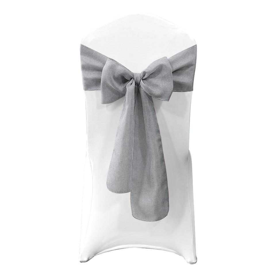 image 1 of 7" x 108" Hessian Chair Sashes, Rustic Burlap Table Runner Sash - 10pcs