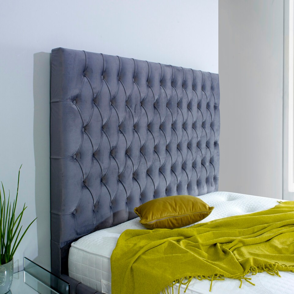 image 1 of Orella Plush King Bed Frame - Steel