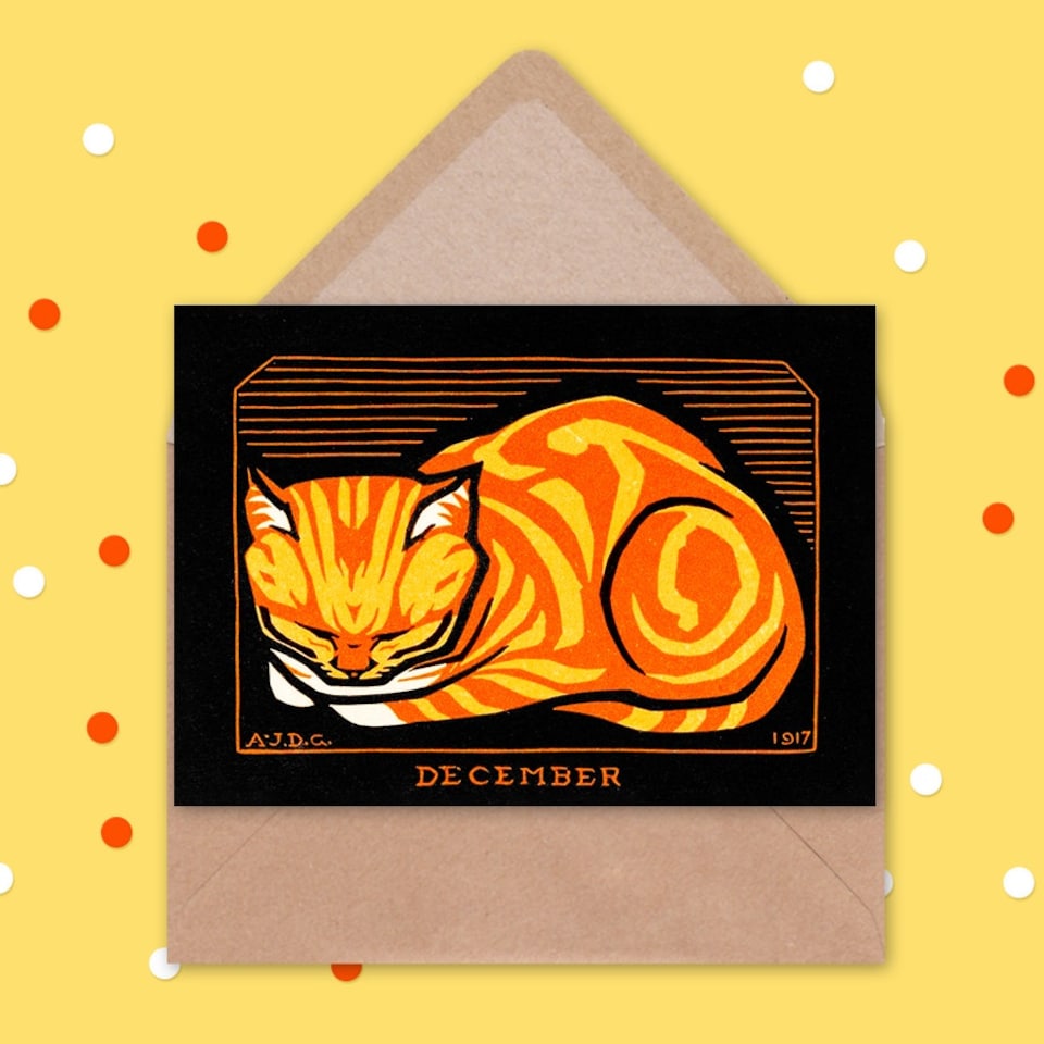 image 1 of December Julie De Graag Cat Art Blank Just to Say Card