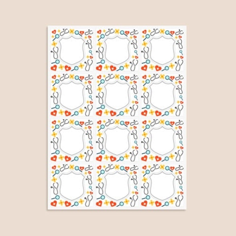 image 1 of Doctors Design 65mm Square Sticker sheet of 12