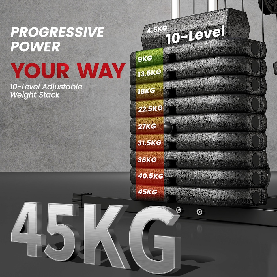 image 1 of HOMCOM Multifunction Home Gym Machine with 45kg Weights for Full Body Workout