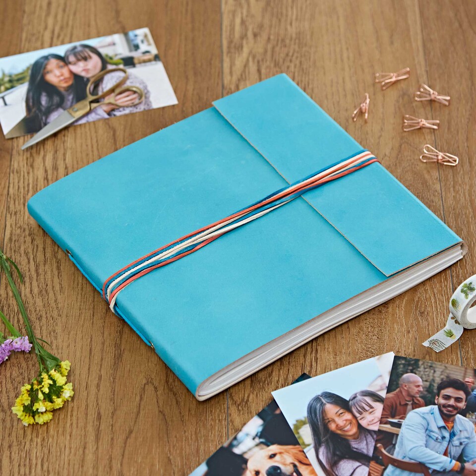 image 1 of Large Coloured Distressed Leather 3-String Photo Album