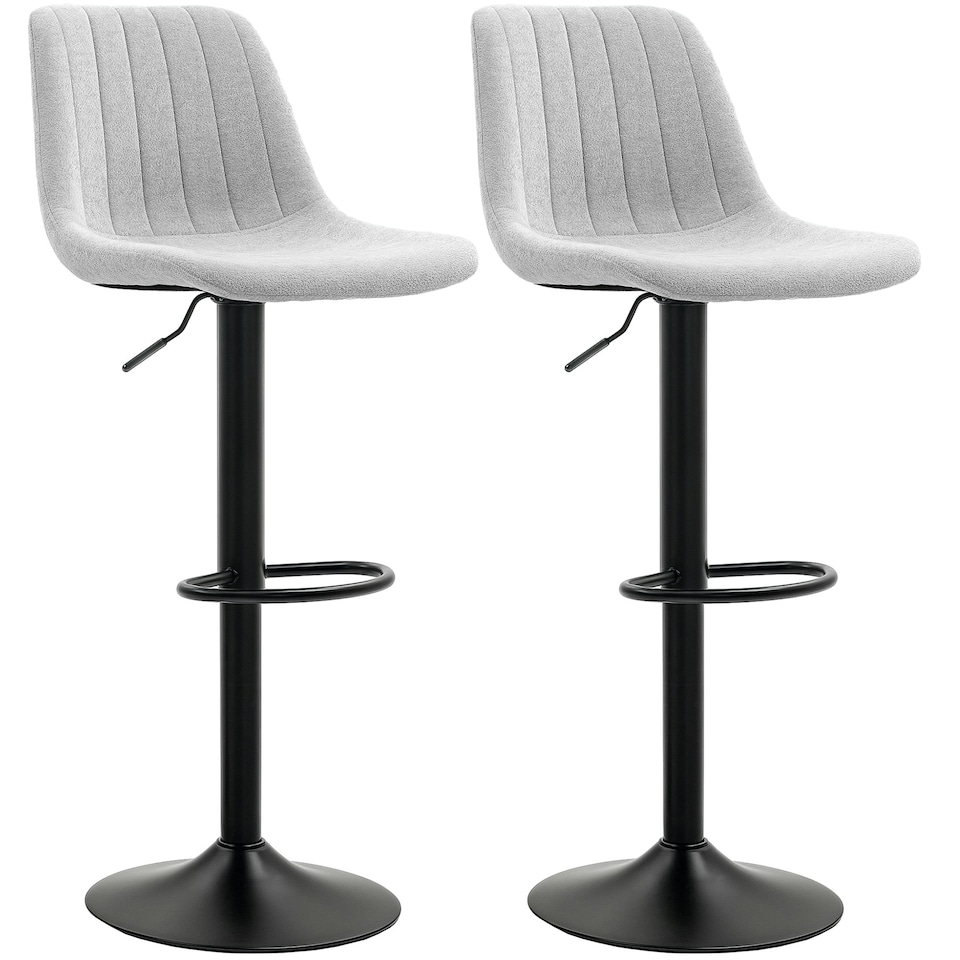 image 1 of HOMCOM Bar Stools Set of 2 Adjustable Swivel Bar Chairs with Backrest Grey