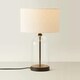 image 3 of ValueLights Jessy Glass and Black Metal Bedside Table Lamp with a Cream Boucle Lampshade