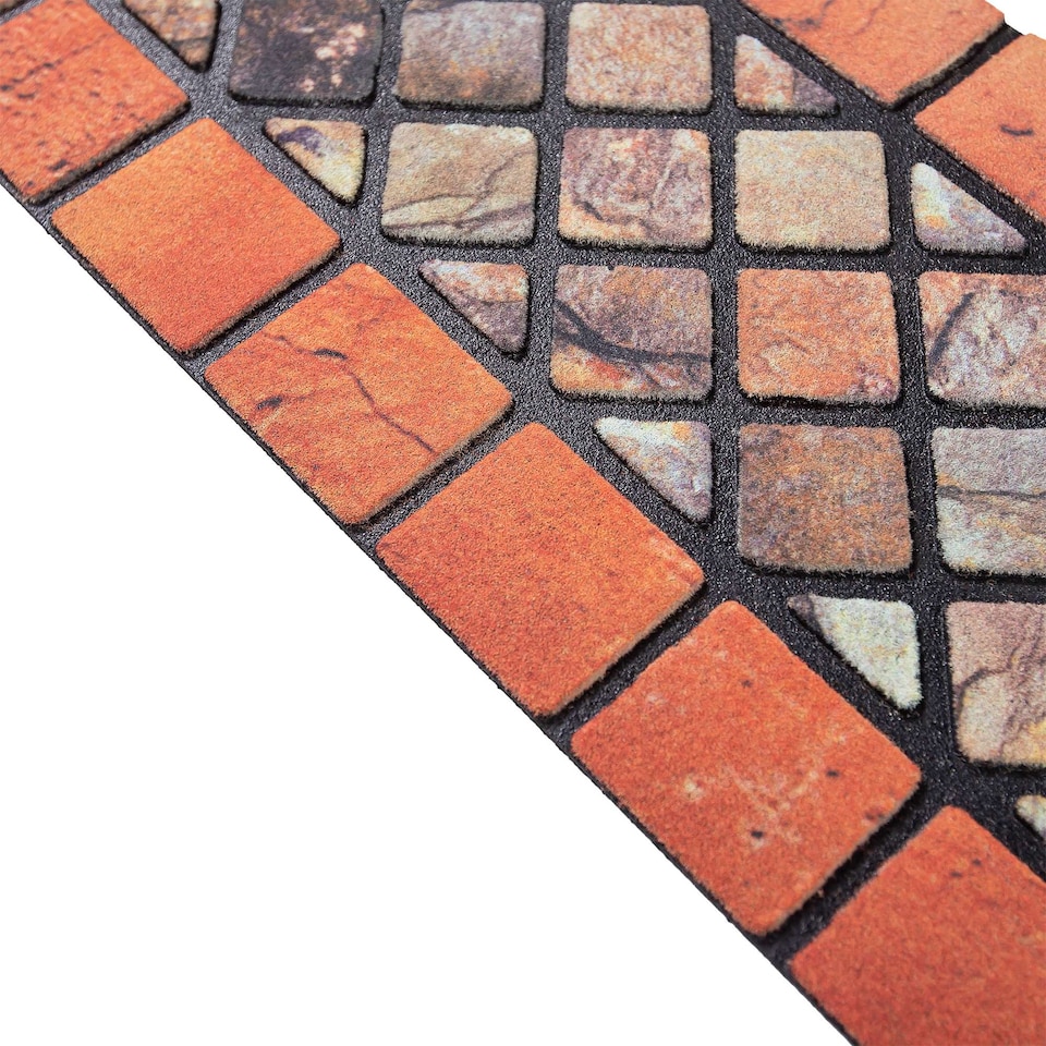 image 1 of Nicoman Rubber Elegant Red Tile Narrow Doormat - 75x25cm | Red | Single Mat