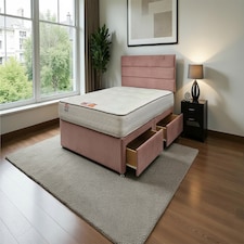 York Hybrid Sprung Orthopaedic Bed Set No Drawers & 54"Headboard Plush