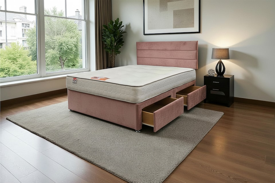 image 1 of York Hybrid Sprung Orthopaedic Bed Set No Drawers & 54"Headboard Plush