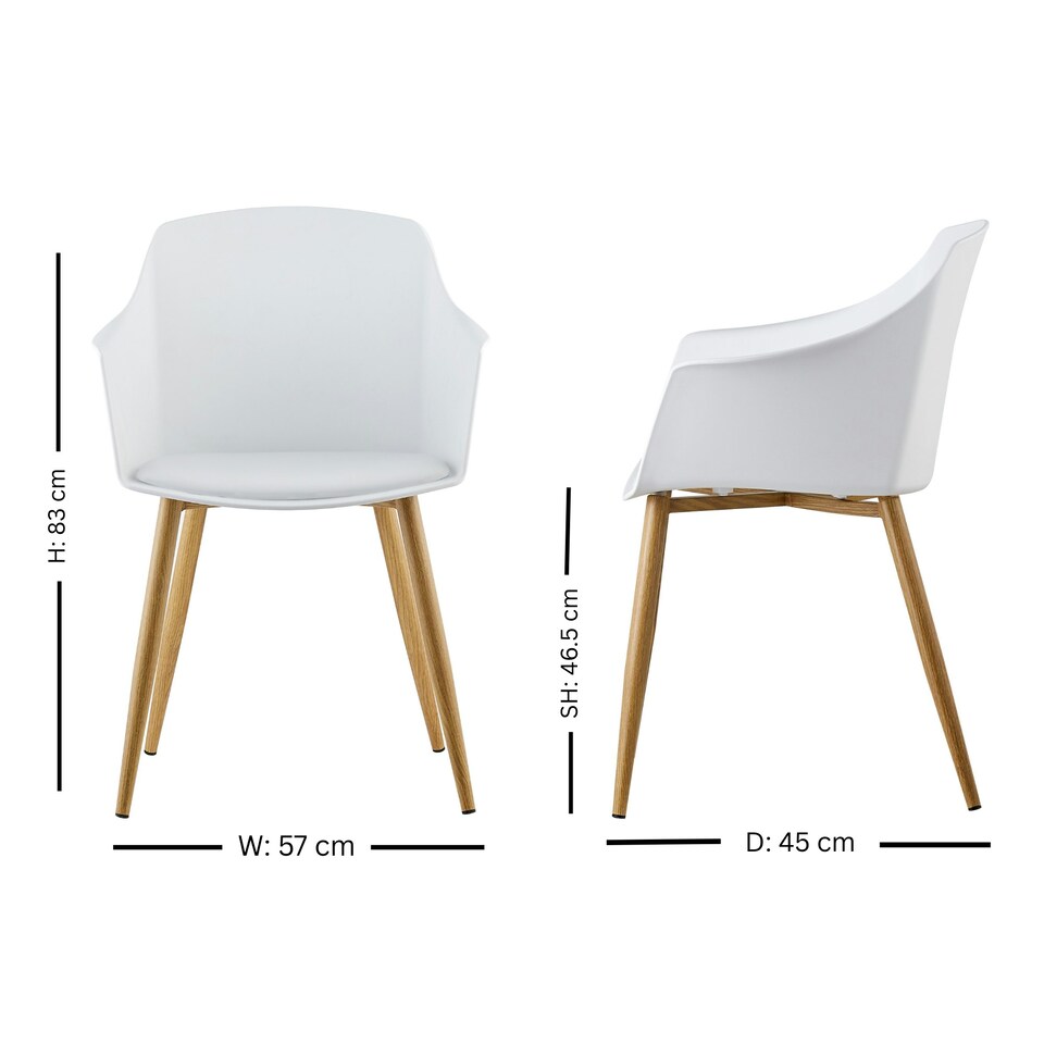 image 1 of Single Eden Modern Dining Chair, Faux Leather Padded Cushion & Solid Wooden Legs White