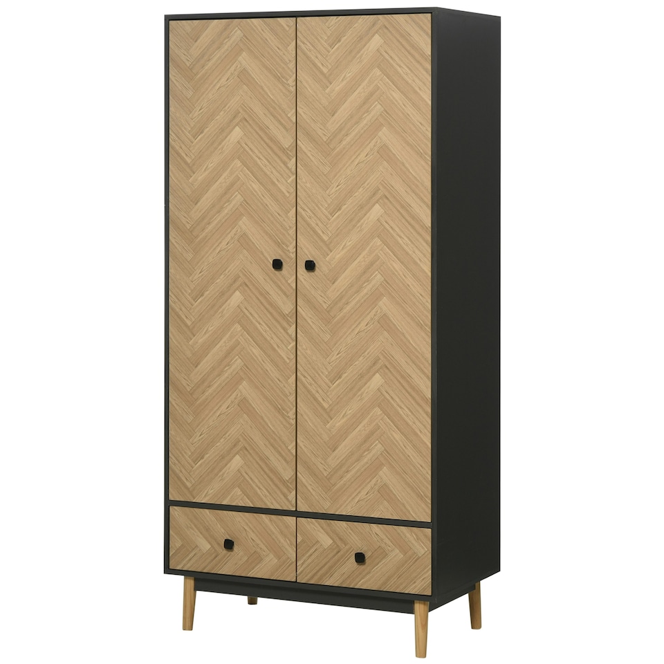 image 1 of HOMCOM Modern Wardrobe Cabinet with Shelf, Hanging Rod and 2 Drawers