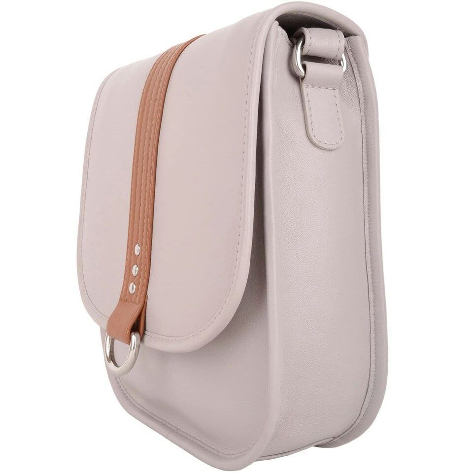 image 1 of Genuine Soft Leather Sadle Bag Style Crossbody Shoulder Handbag White | Ivory