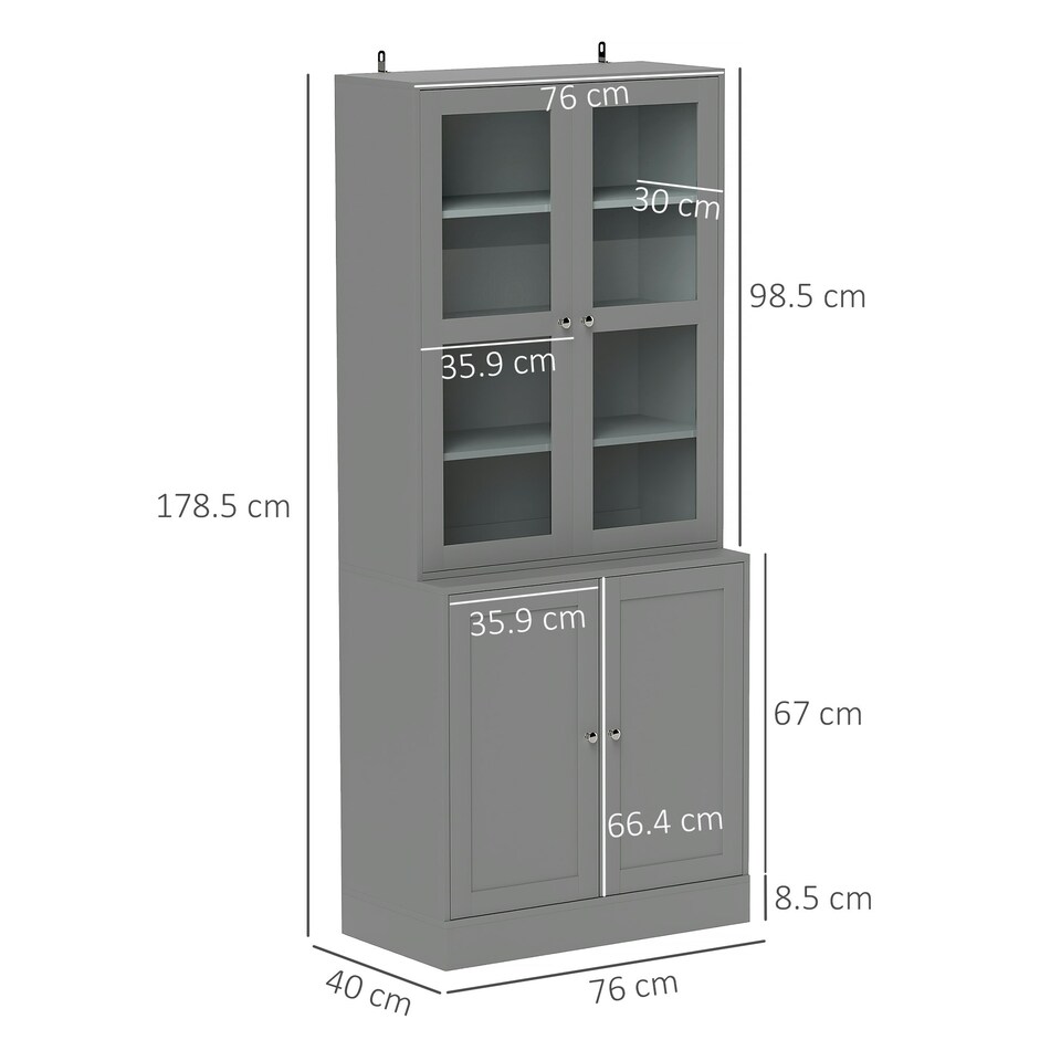 image 1 of HOMCOM Modern Bookcase Display Storage Cabinet Grey