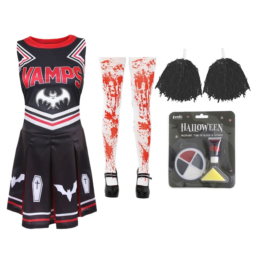 image 1 of Halloween Vampire Cheerleader Costume | Multi | L