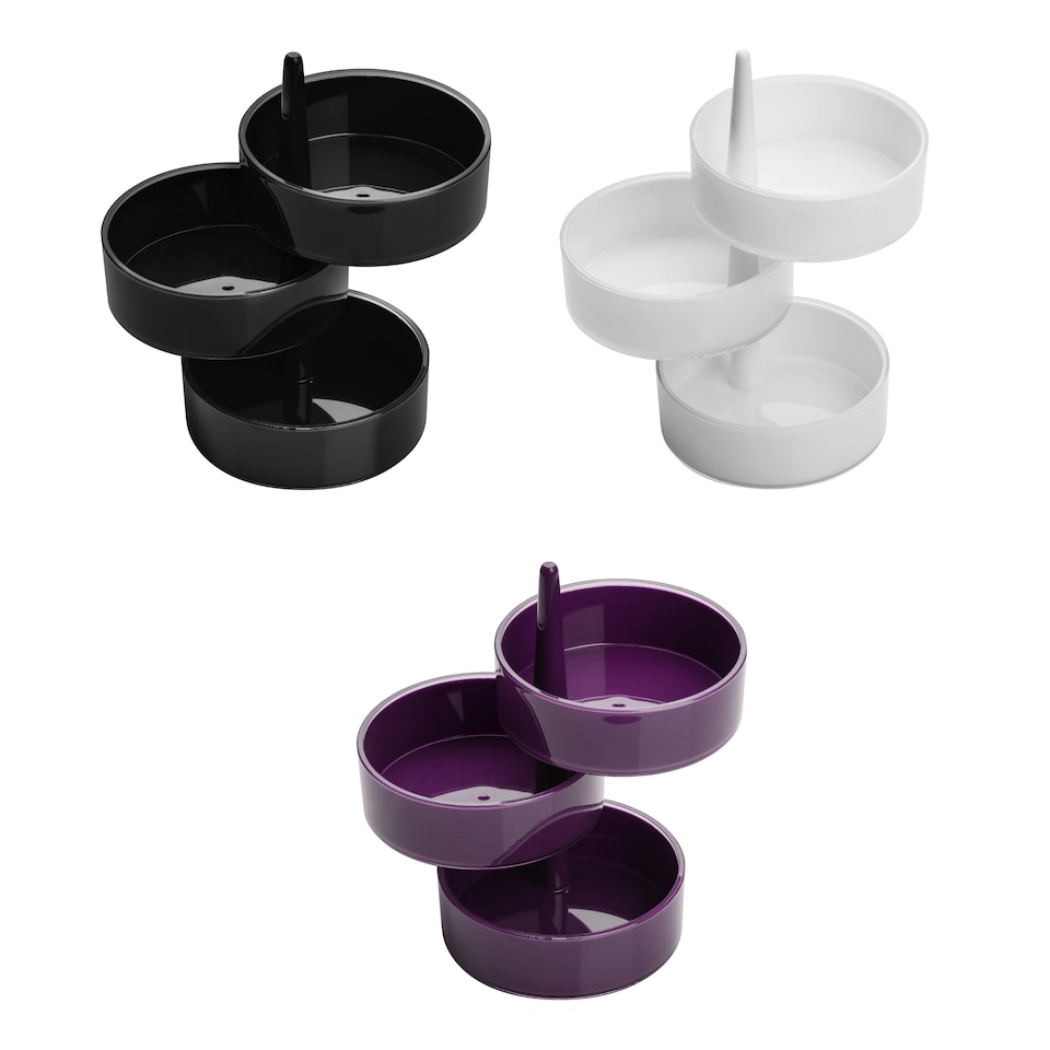 image 1 of 3pc Black Plastic Rotary Storage Tray Set Black