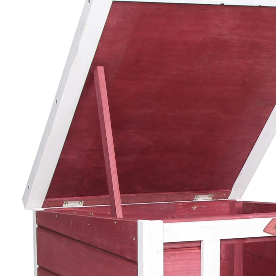 image 1 of PawHut Rabbit Hutch, Bunny Cage Outdoor Wooden House w/ Asphalt Roof, Red