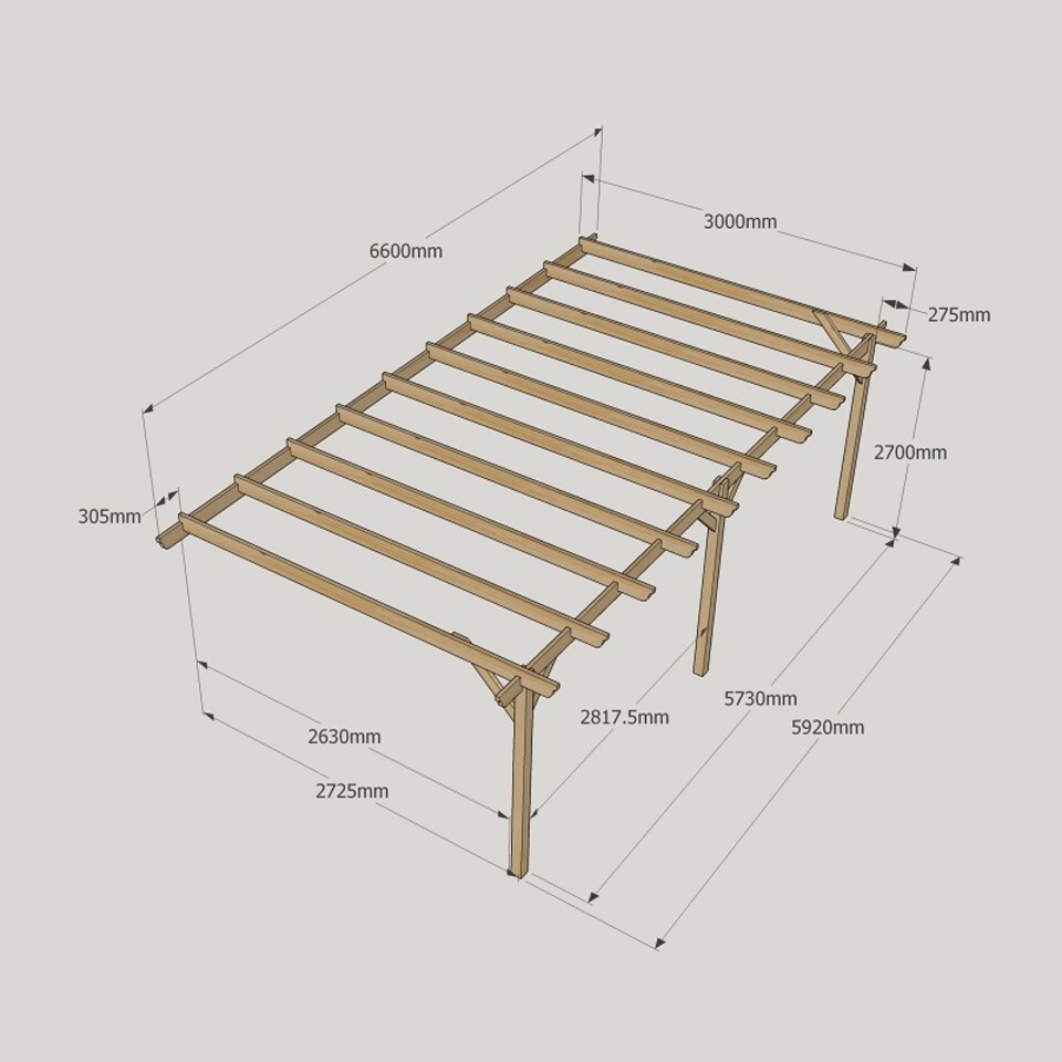 image 1 of Wall Mounted Garden Pergola 3 Posts - Wood - L300 x W660 x H270 cm - Light Green