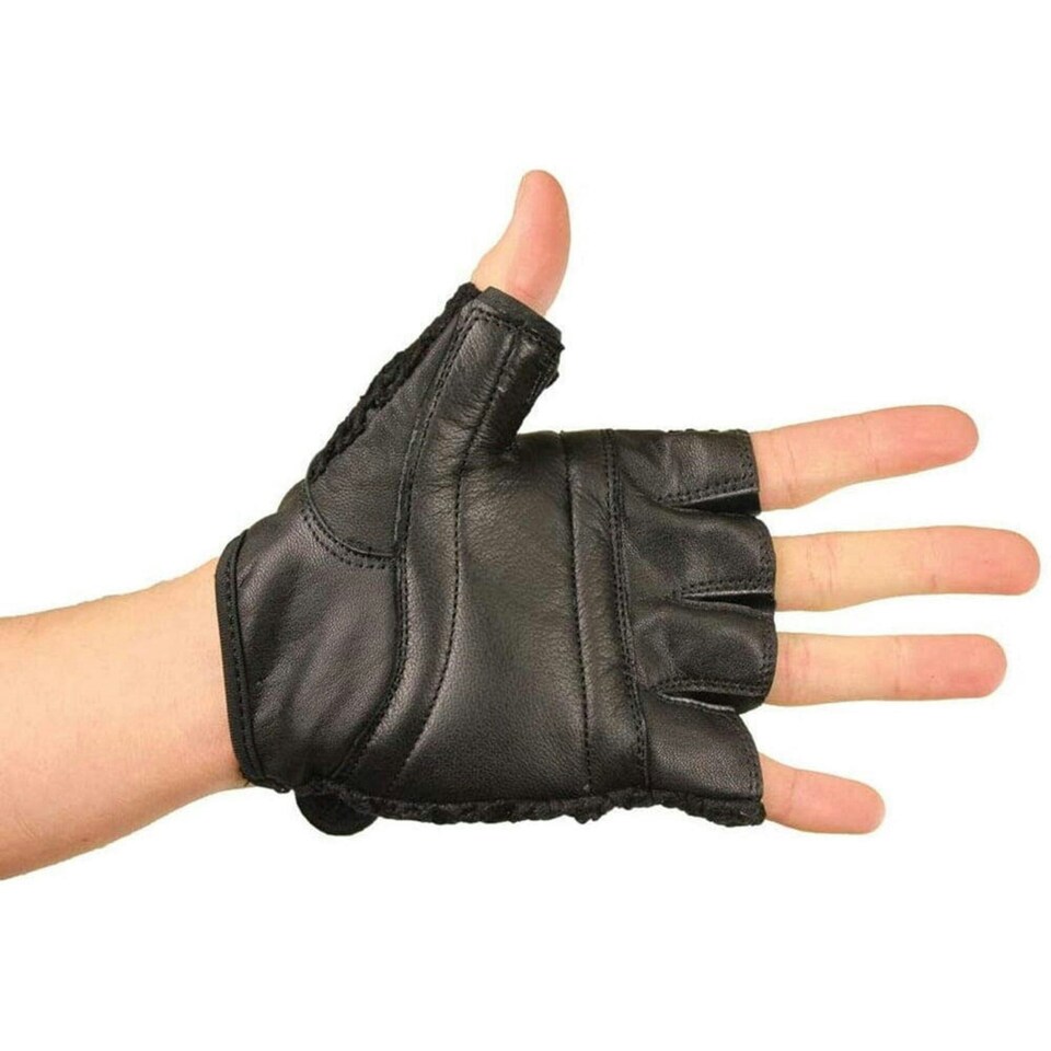 image 1 of Fitness Mad Unisex Adult Leather Fingerless Gloves - Black - L-XL