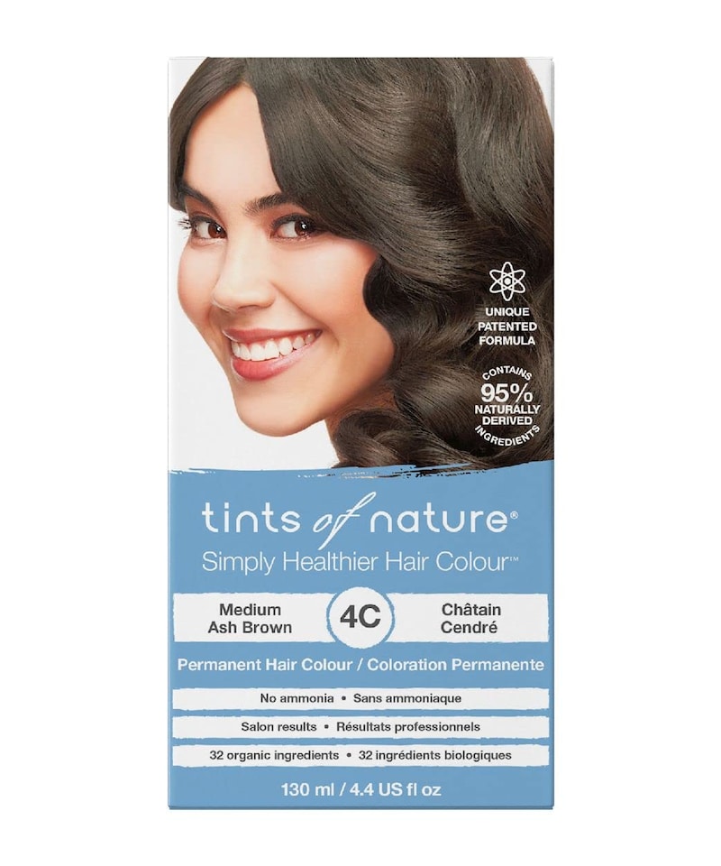 image 1 of Tints of Nature 4C Medium Ash Brown Permanent Hair Dye, Nourishes Hair and Covers Greys, Ammonia-Free, 130ml