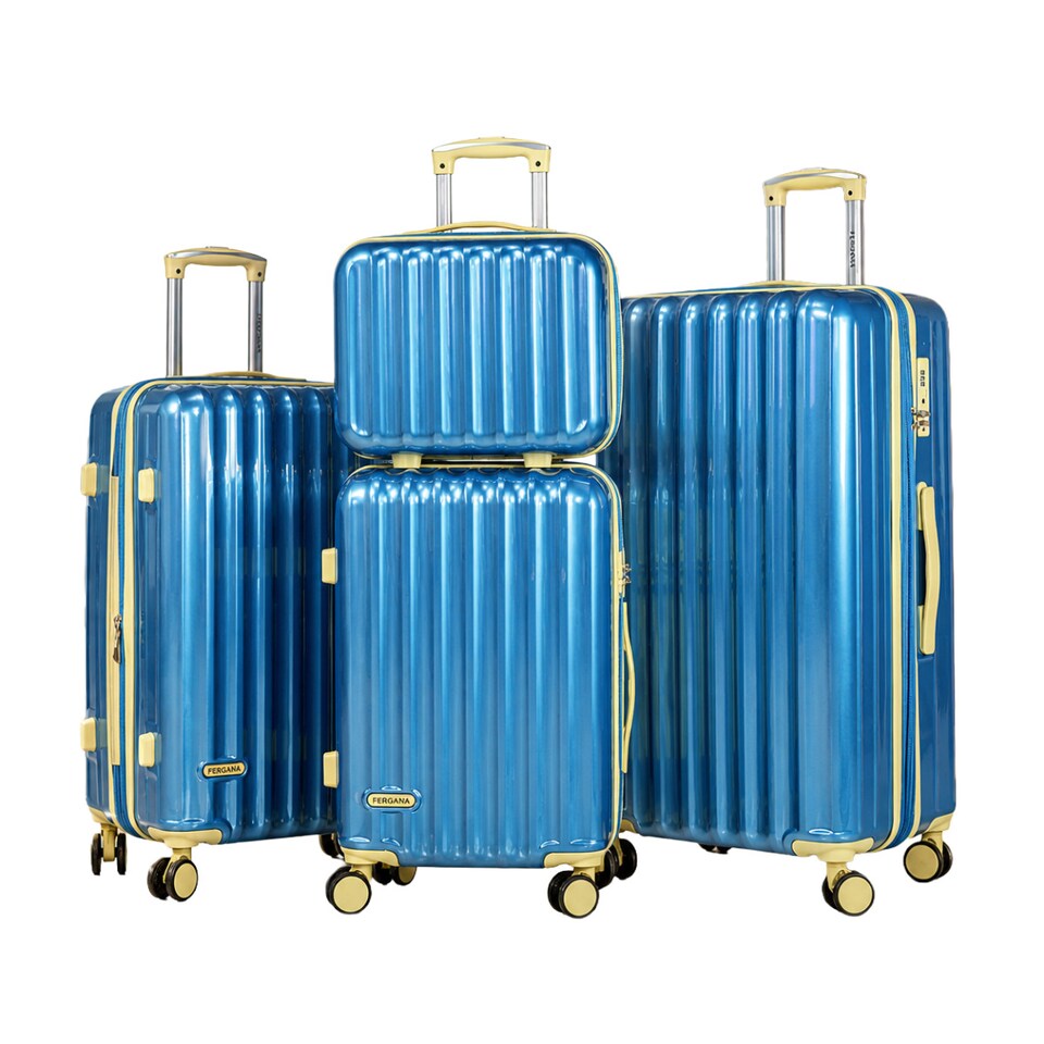 image 1 of Fergana 4 Piece Polycarbonate Hard Shell Luggage Set Lightweight Spinner Suitcases TSA Lock Baby Blue