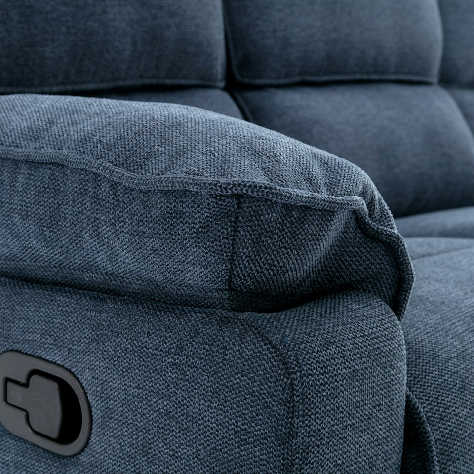 image 1 of Sydney 3 Seater Fabric Manual Recliner Sofa with Drinks Console (Blue)