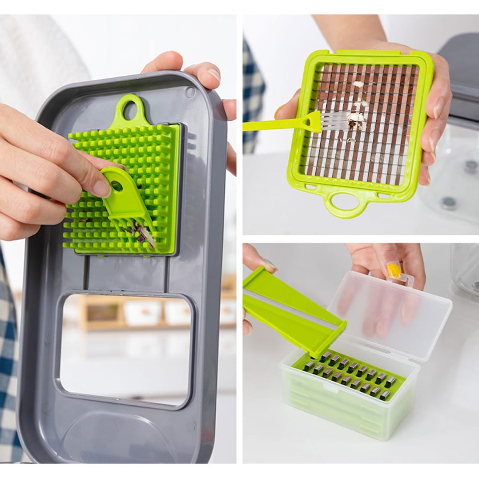 image 1 of Living and Home 22-in-1 Multi-Functional Kitchen Vegetable Chopper & Food Prep Set | Grey