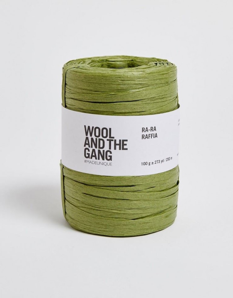 Wool and the Gang Green Ra-Ra Raffia Yarn For Crochet, Knitting - per 100 gram ball