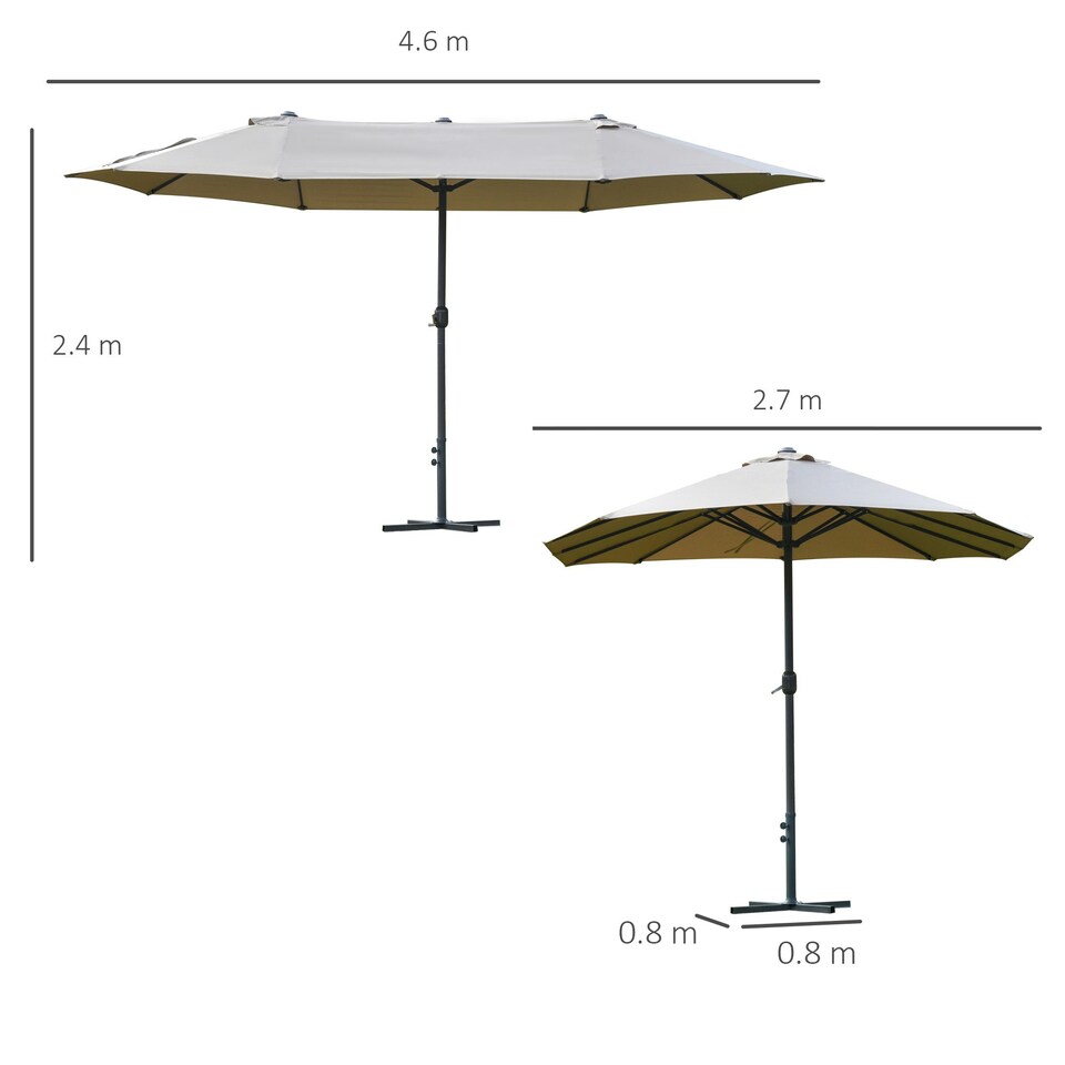 image 1 of Outsunny 4.6M Garden Patio Umbrella Canopy Parasol Sun Shade w/ Base Off White