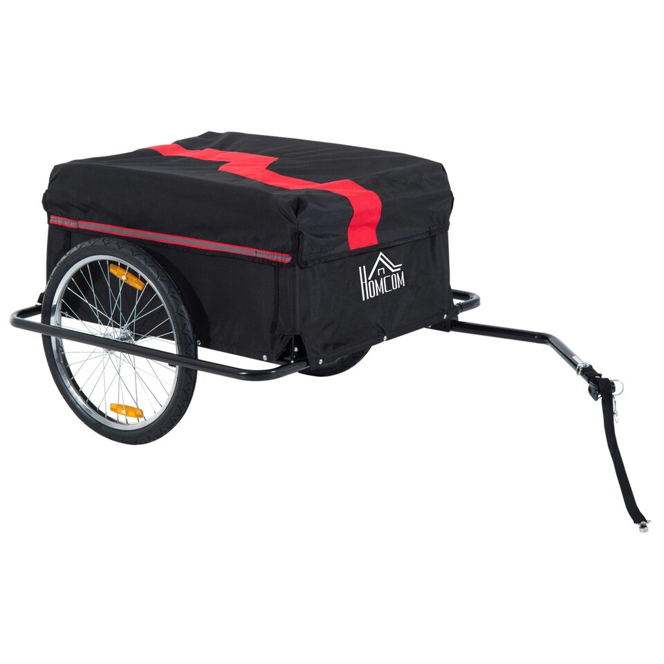 image 1 of HOMCOM Two-Wheel Bicycle Large Cargo Wagon Trailer with Folding Storage