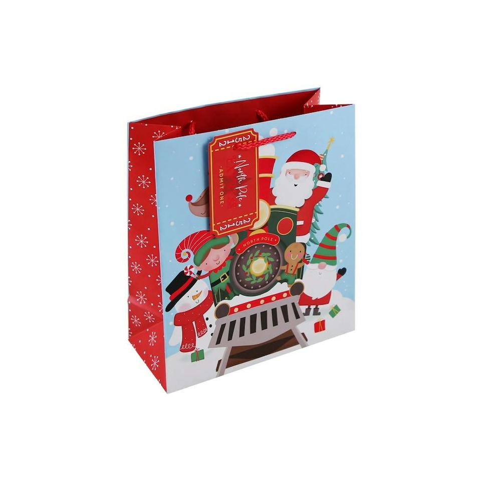 image 1 of Christmas Santa Train Medium Gift Bag