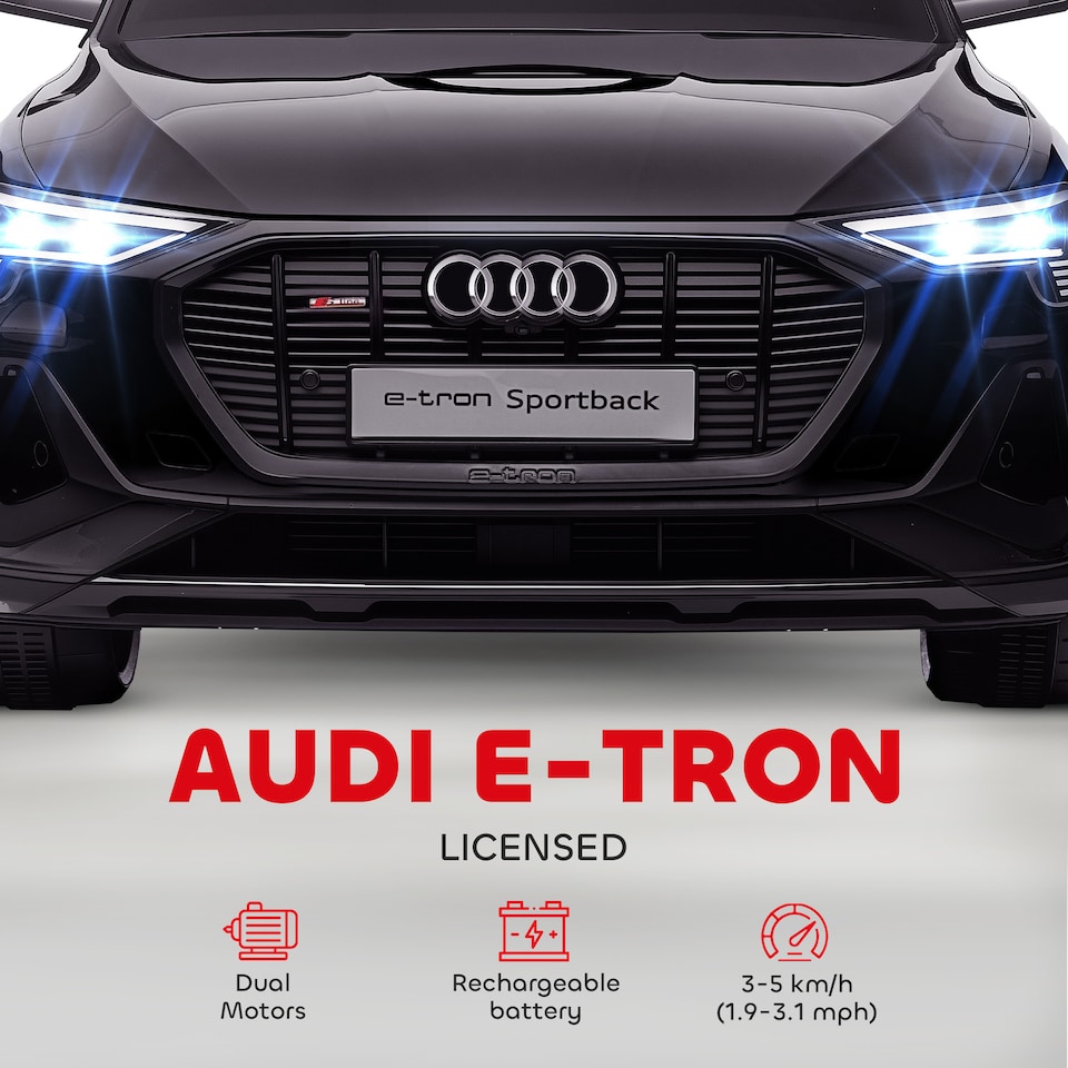 image 1 of HOMCOM Audi E-tron Licensed 12V Kids Electric Ride on, Electric Car for Kids, with Parental Remote, Music Lights MP3, Suspension Wheels, for 3-5 Years, Black