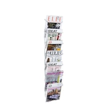 Alba Wall Mounted Literature Display Unit 7 x A4 Compartments Silver Grey DDFIL7M