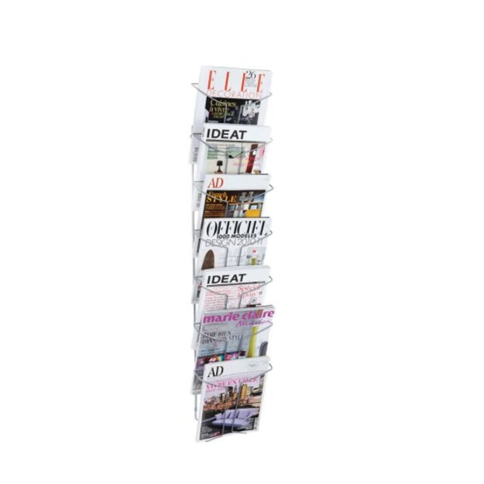 Alba Wall Mounted Literature Display Unit 7 x A4 Compartments Silver Grey DDFIL7M