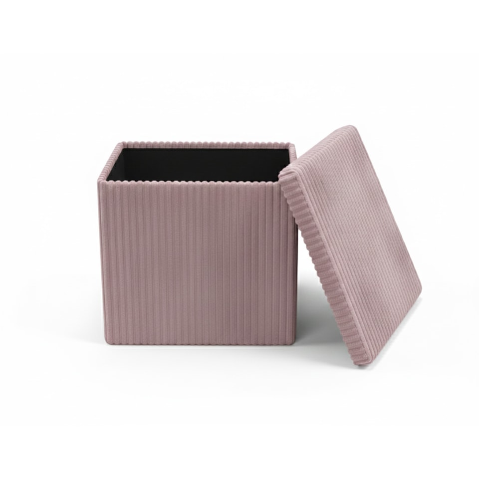 image 1 of Corduroy Square Storage Box with Lid Elegant Organizer for Any Room | Pink