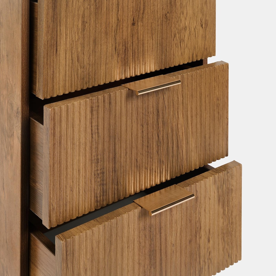 image 1 of OHS 4 Drawer Modern Ribbed Office Side Bedroom Nightstand Bedside Table