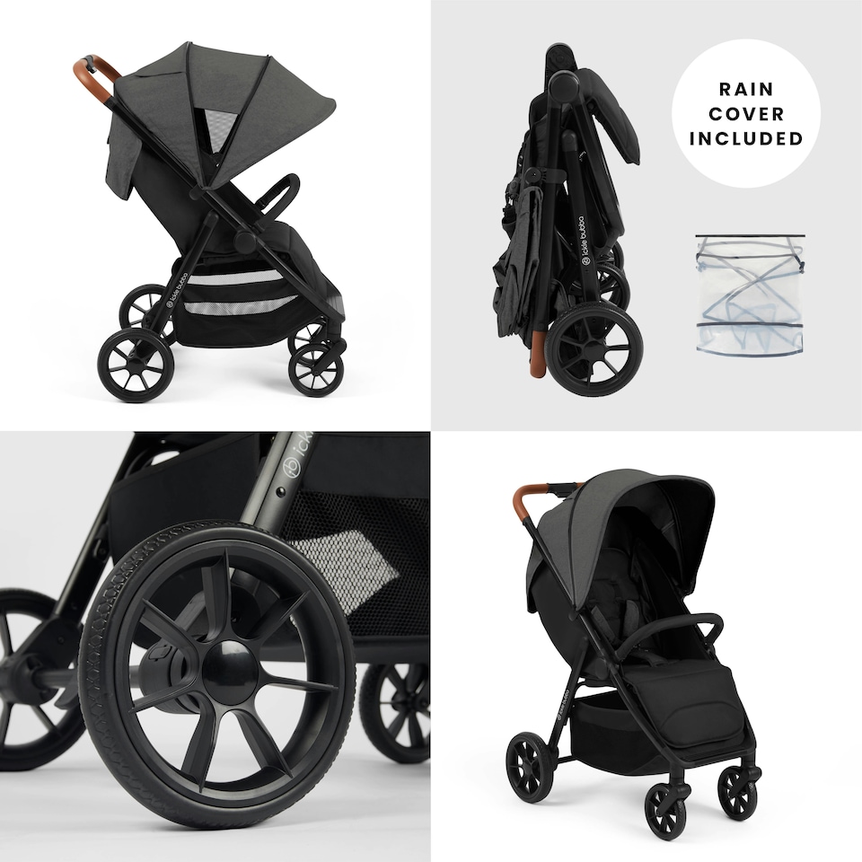 image 1 of Stomp Stride Stroller – from Birth to 22kg, Extra-Large Seat, Multi-Terrain Wheels, Raincover & UPF 50+ Hood (Charcoal Grey)