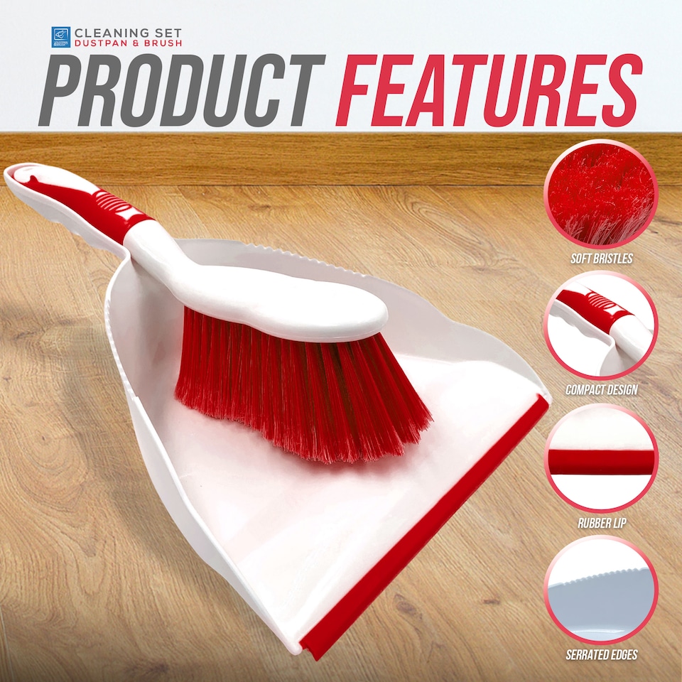 image 1 of Durable Bristles and Easy Sweep Dustpan and Brush Set