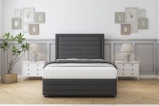 Sloomy Ashford Graphite Dumfries Divan Bed With Mattress 2 Drawers Footend With 54" Floor Standing Headboard & 12" Matching Footboard 6' Super King | Grey | Graphite | Super King | 1