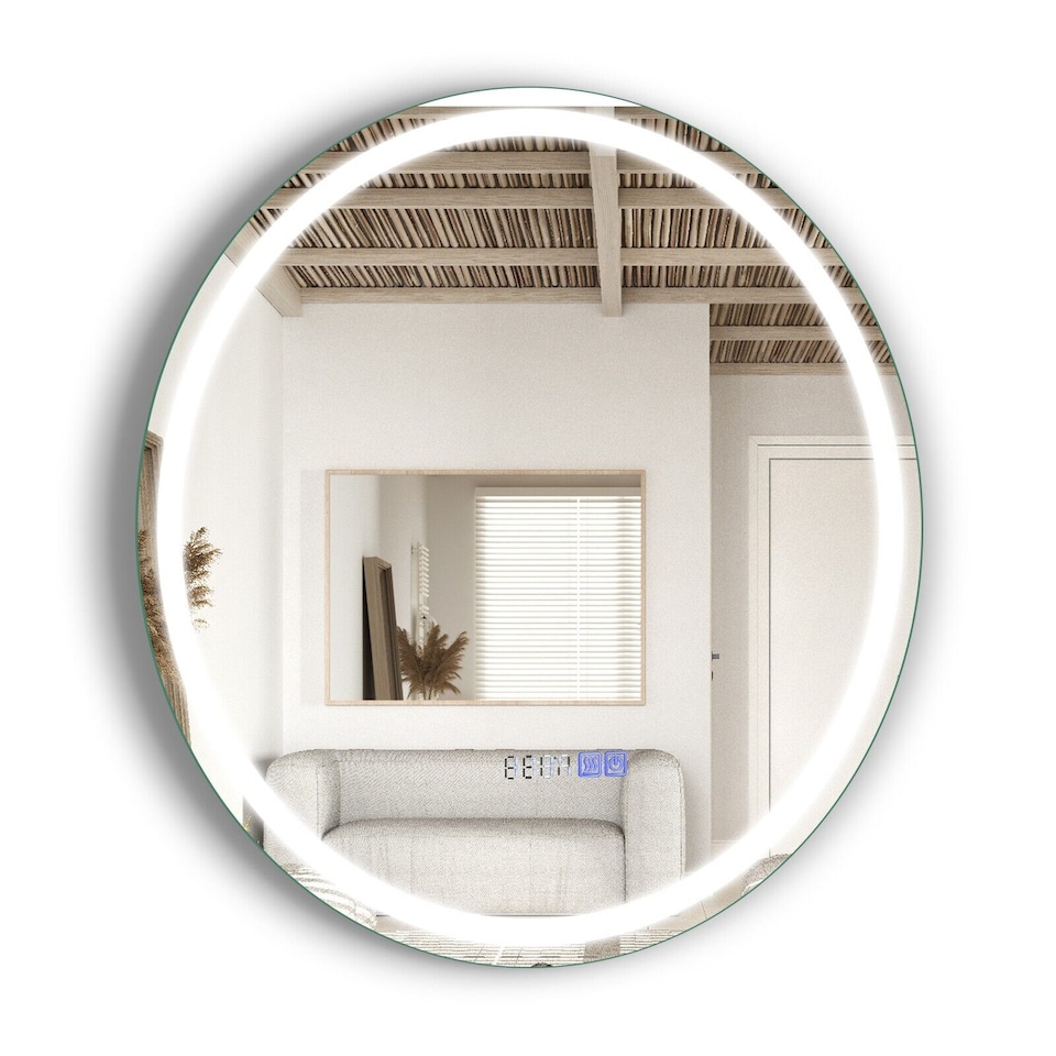 image 1 of COSTWAY 80 x 80cm LED Bathroom Mirror Wall Mounted Round Mirror